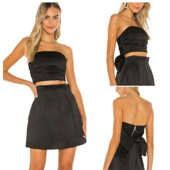 NWT Revolve‎ NBD Jayne Bustier top corset back tie bow black strapless to… - Picture 1 of 6